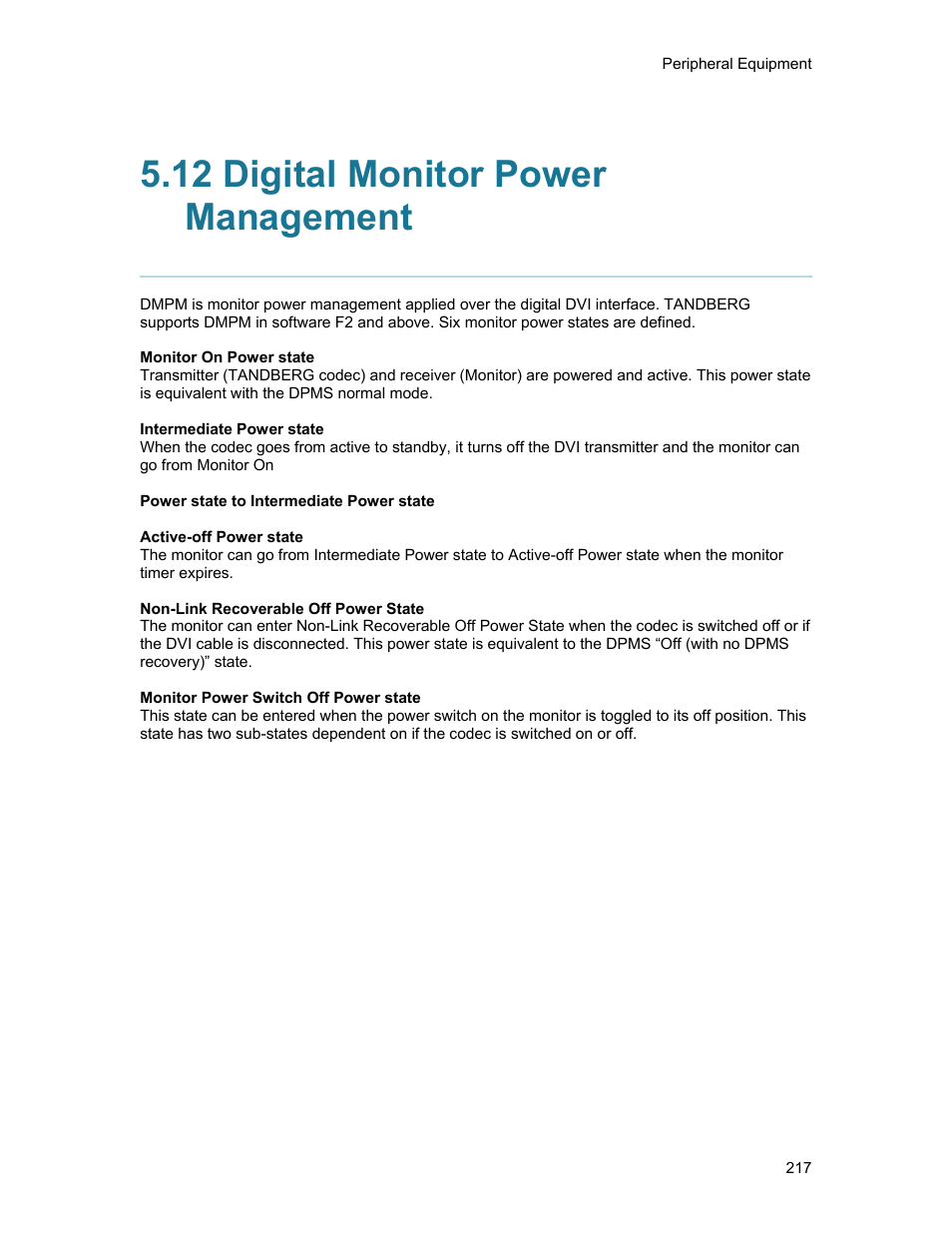 12 digital monitor power management | TANDBERG 1500MXP User Manual | Page 229 / 275