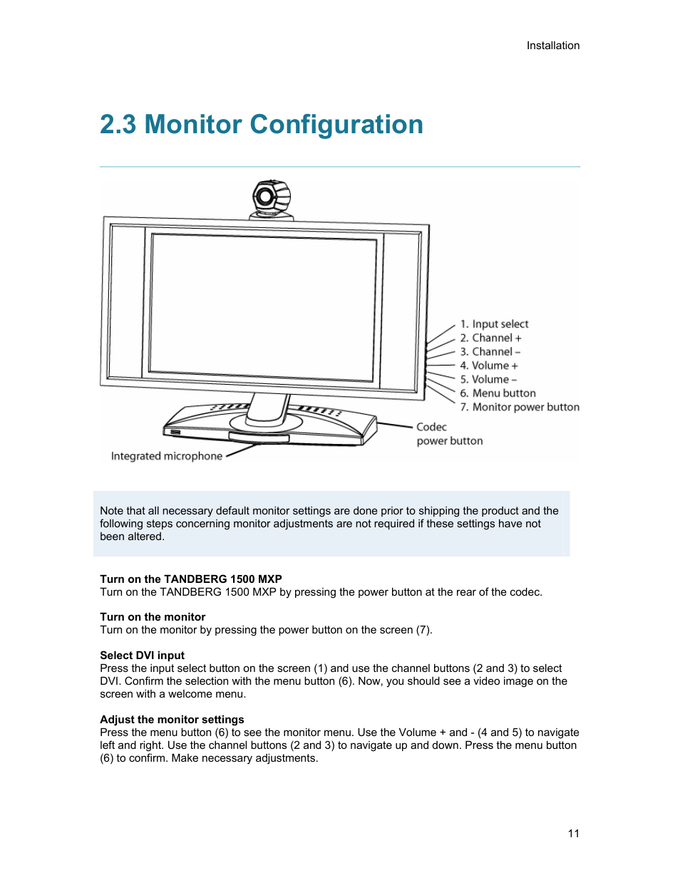 3 monitor configuration | TANDBERG 1500MXP User Manual | Page 23 / 275