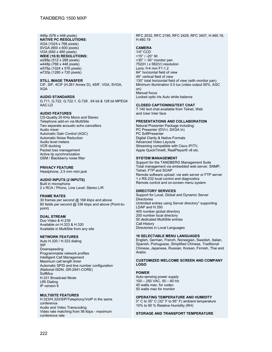 TANDBERG 1500MXP User Manual | Page 234 / 275