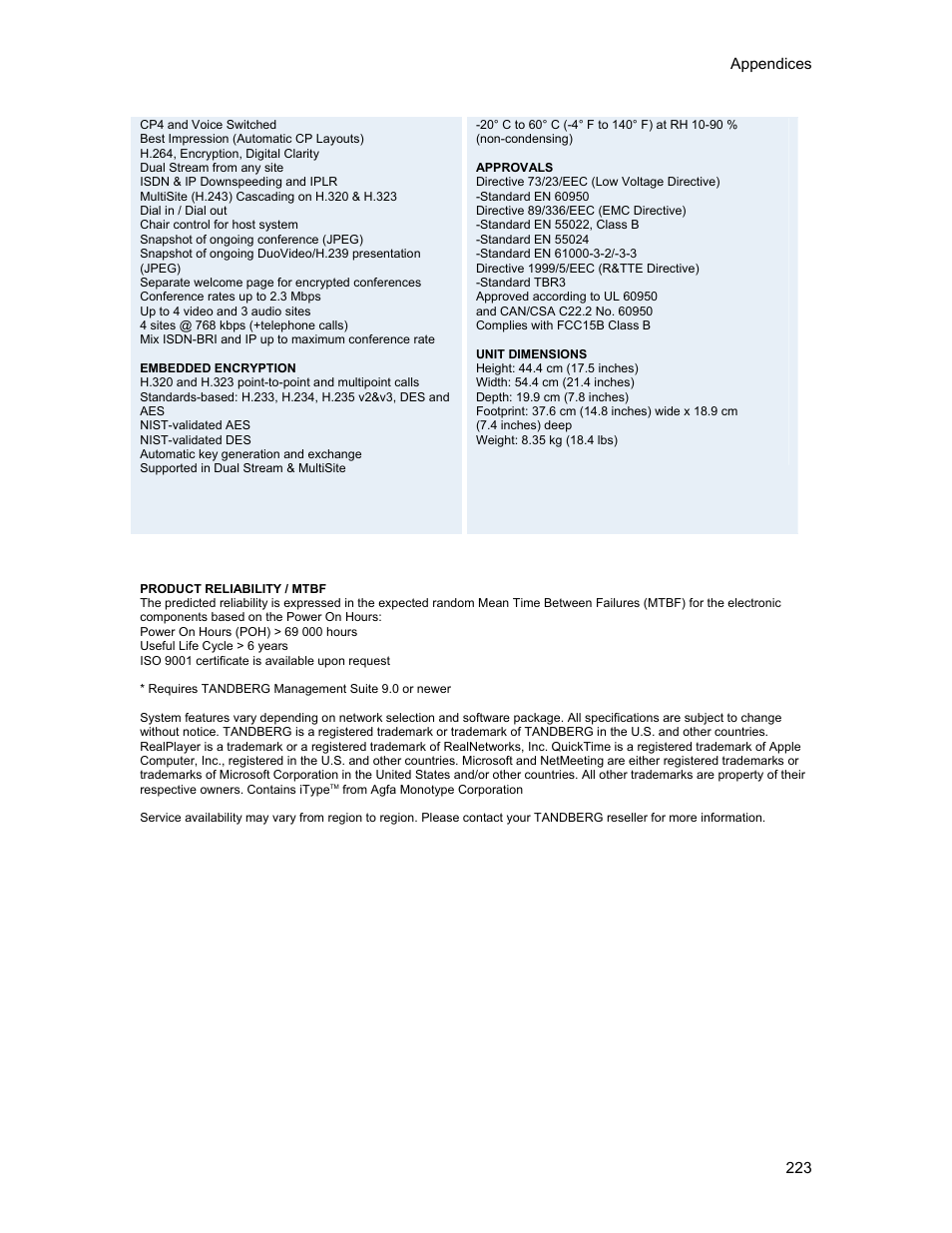 TANDBERG 1500MXP User Manual | Page 235 / 275