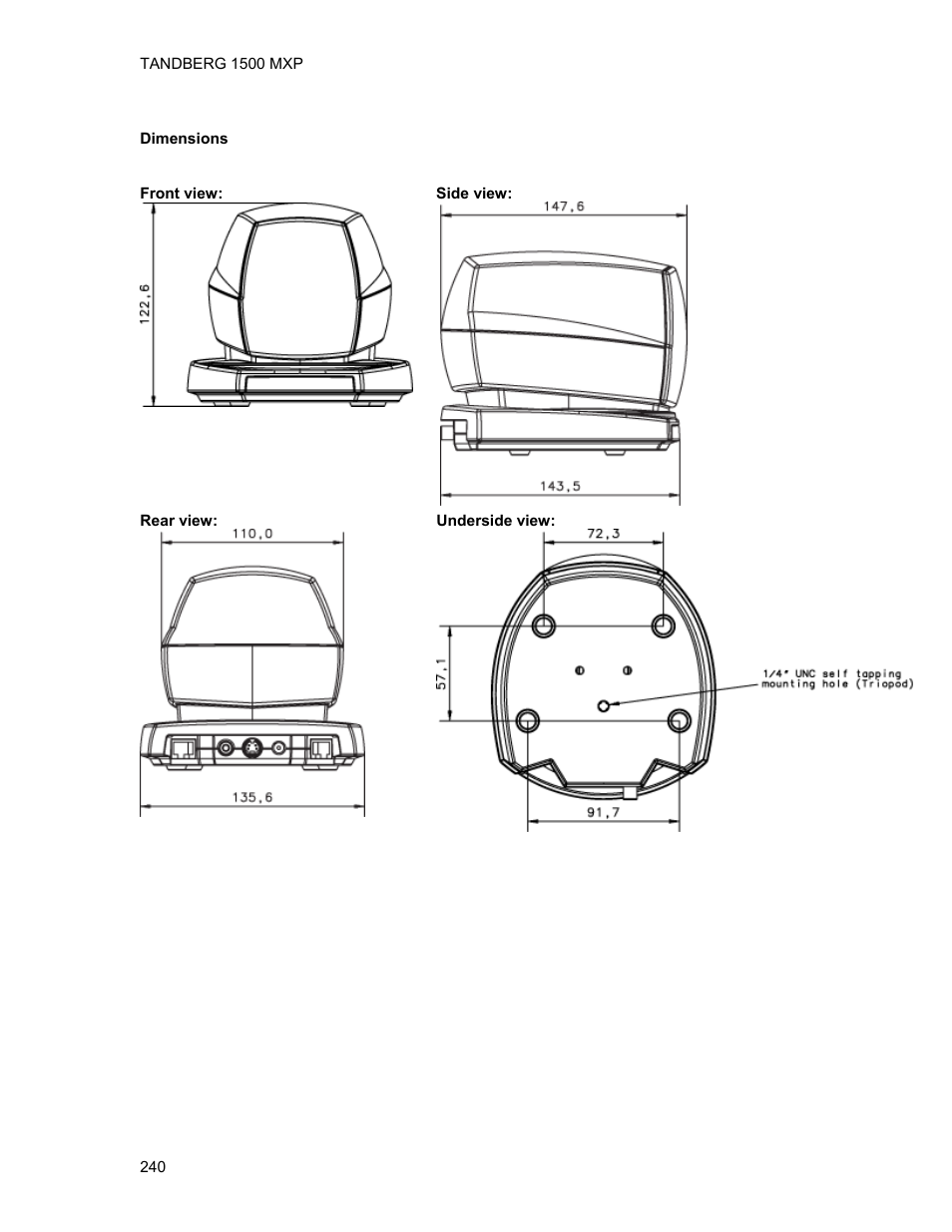 TANDBERG 1500MXP User Manual | Page 252 / 275