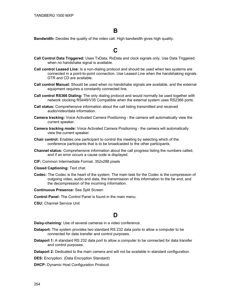 TANDBERG 1500MXP User Manual | Page 266 / 275