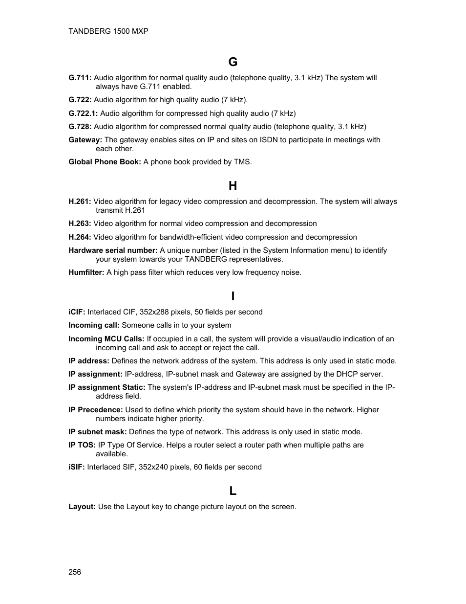 TANDBERG 1500MXP User Manual | Page 268 / 275