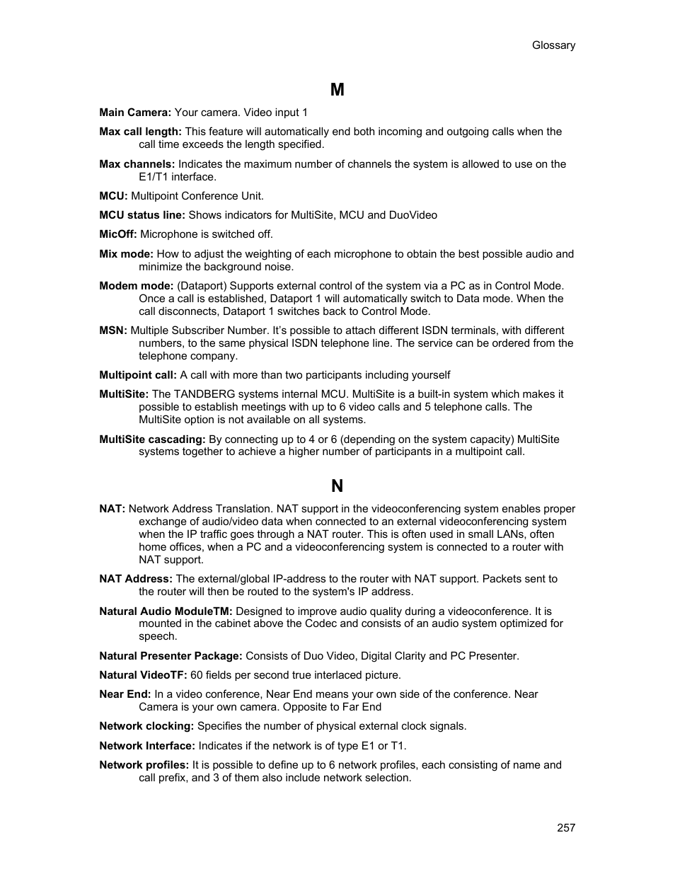 TANDBERG 1500MXP User Manual | Page 269 / 275