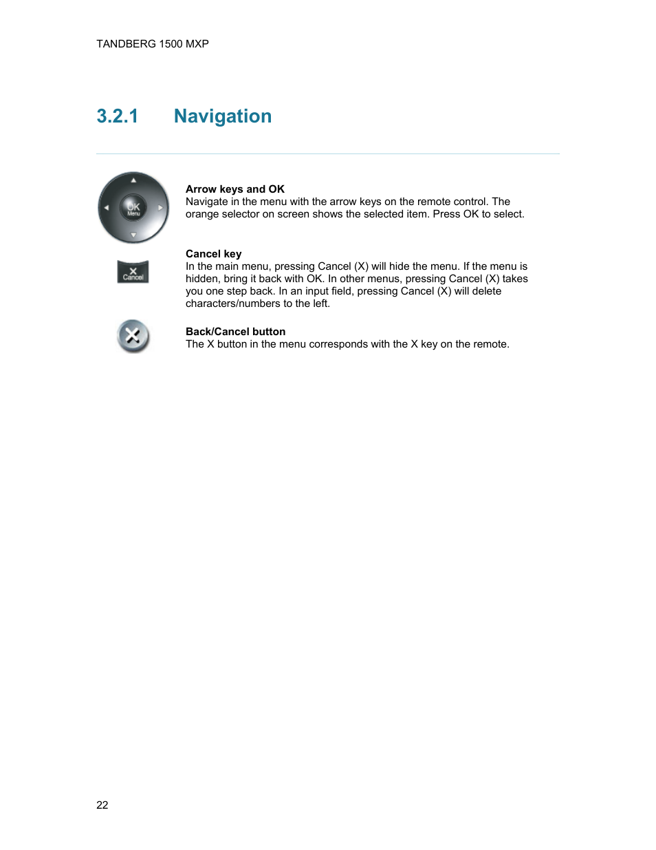 1 navigation, Navigation | TANDBERG 1500MXP User Manual | Page 34 / 275