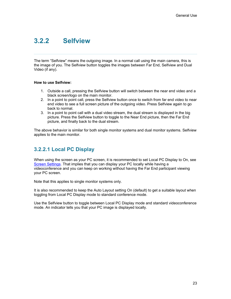 2 selfview, 1 local pc display, Selfview | TANDBERG 1500MXP User Manual | Page 35 / 275