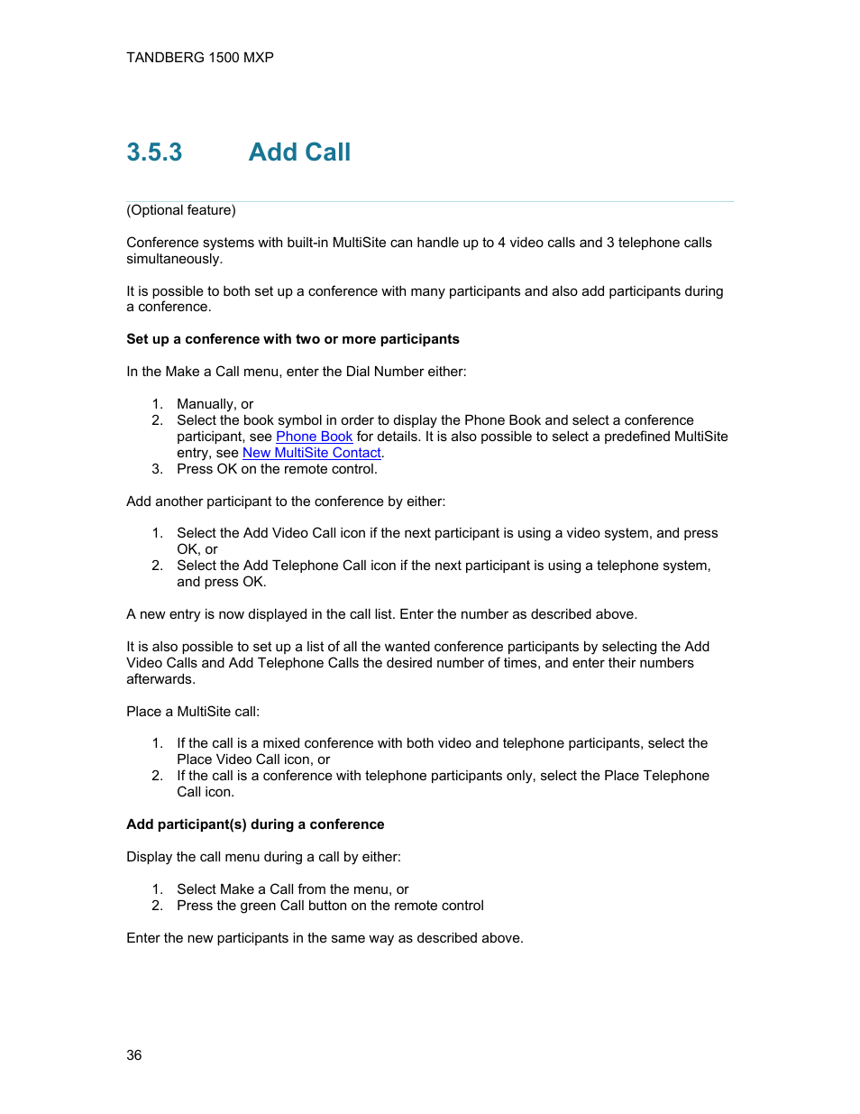 3 add call, Add call | TANDBERG 1500MXP User Manual | Page 48 / 275