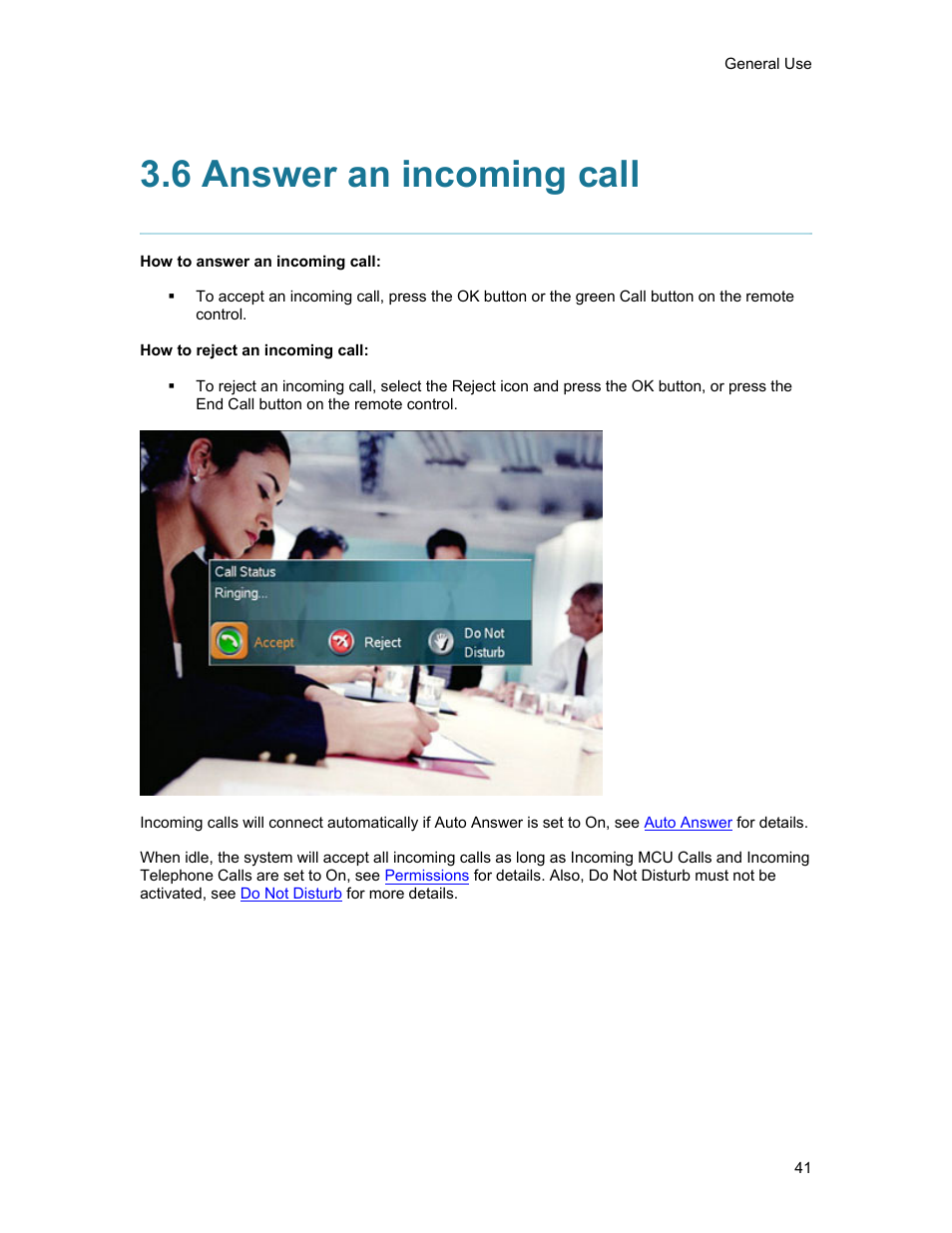 6 answer an incoming call | TANDBERG 1500MXP User Manual | Page 53 / 275