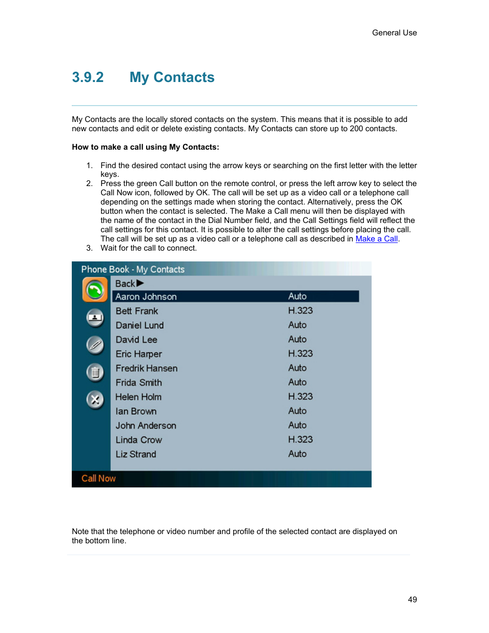 2 my contacts, My contacts | TANDBERG 1500MXP User Manual | Page 61 / 275