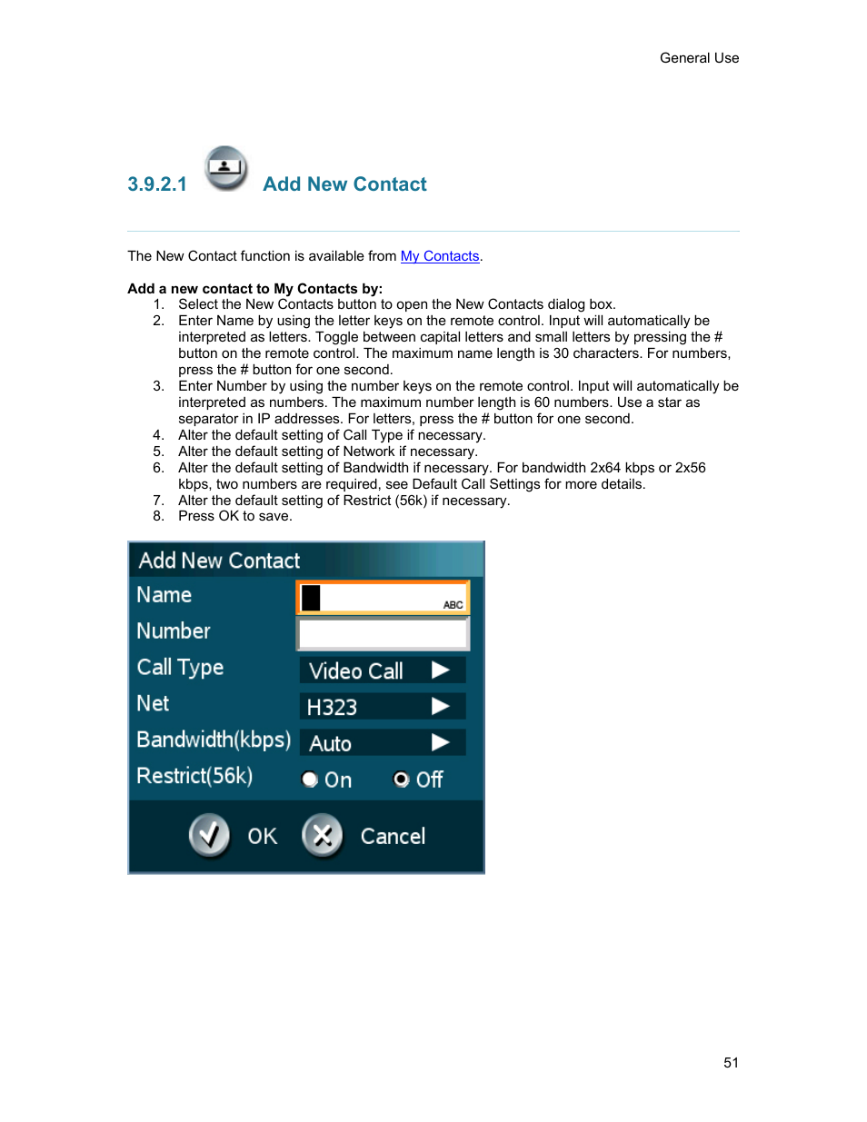 1 add new contact | TANDBERG 1500MXP User Manual | Page 63 / 275