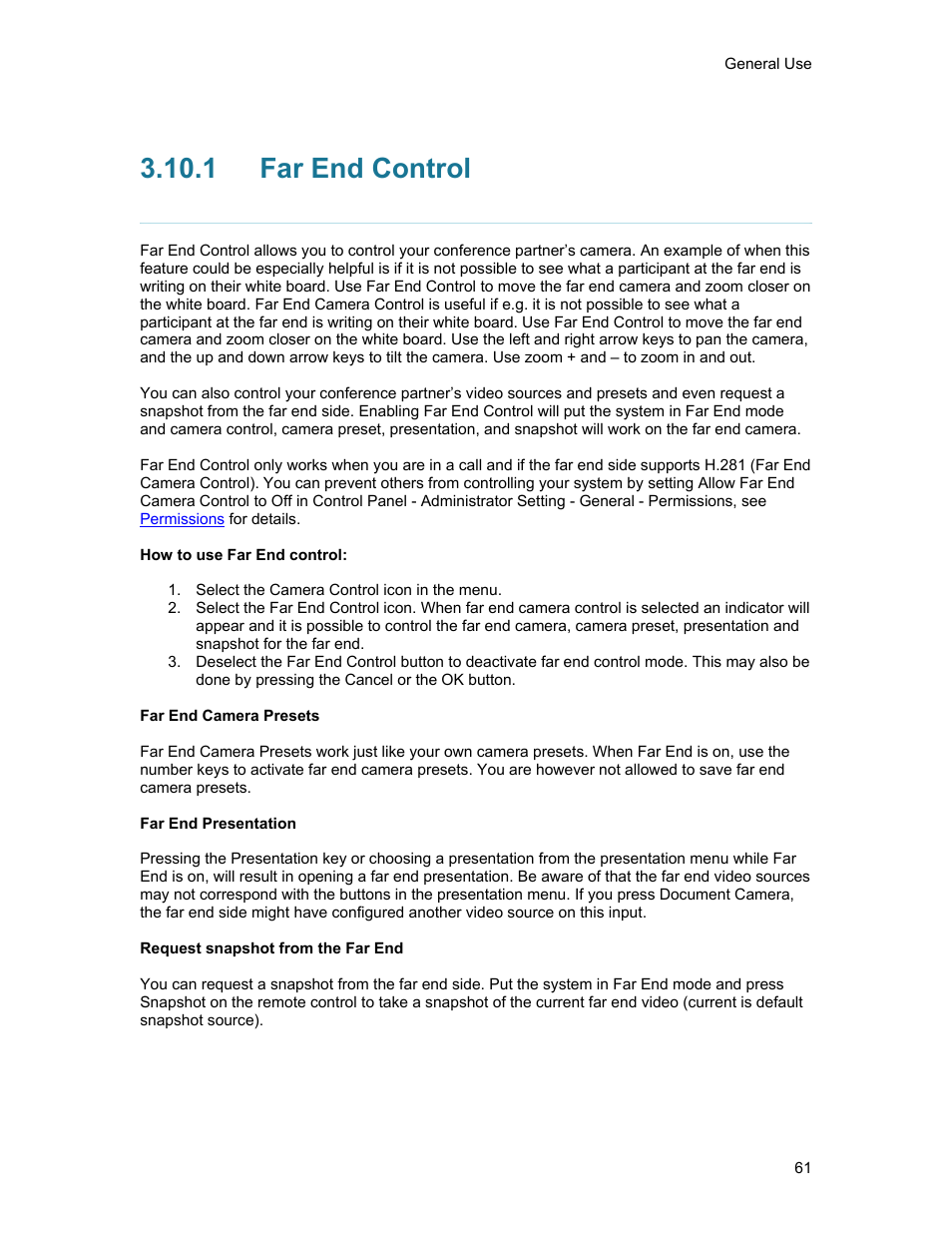 1 far end control, Far end control | TANDBERG 1500MXP User Manual | Page 73 / 275