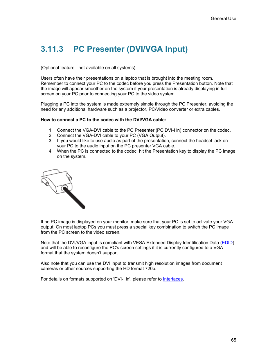 3 pc presenter (dvi/vga input), Pc presenter (dvi/vga input) | TANDBERG 1500MXP User Manual | Page 77 / 275