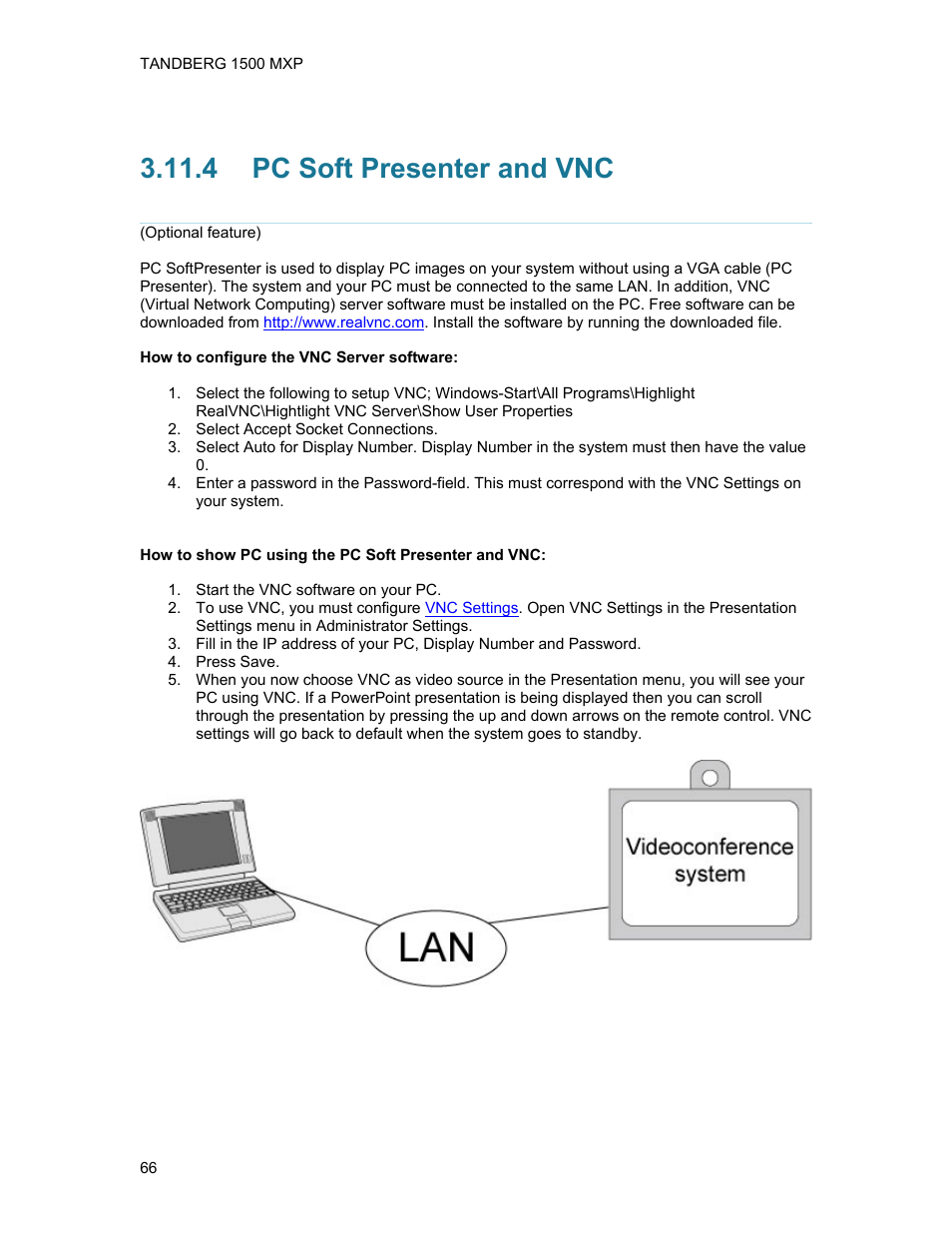 4 pc soft presenter and vnc, Pc soft presenter and vnc | TANDBERG 1500MXP User Manual | Page 78 / 275