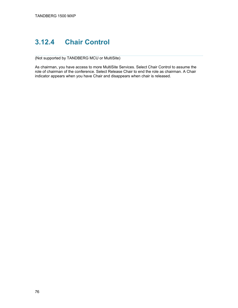 4 chair control, Chair control | TANDBERG 1500MXP User Manual | Page 88 / 275