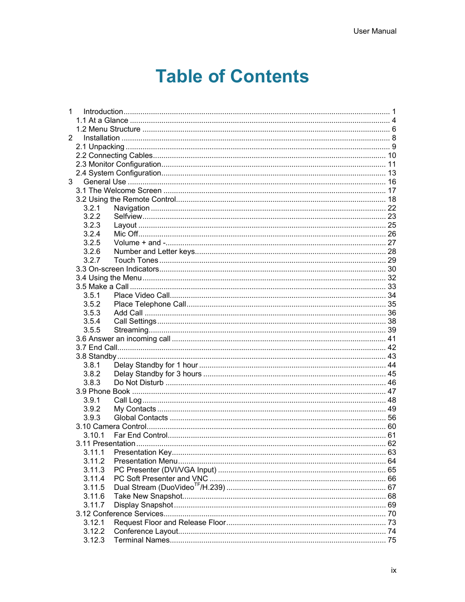 TANDBERG 1500MXP User Manual | Page 9 / 275