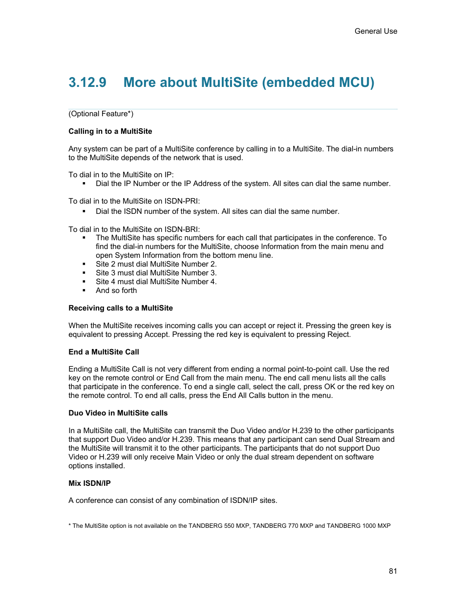 9 more about multisite (embedded mcu), More about multisite (embedded mcu) | TANDBERG 1500MXP User Manual | Page 93 / 275