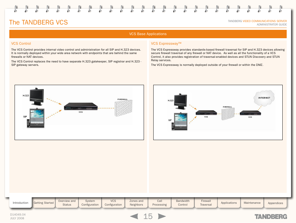 Vcs base applications, Vcs control, Vcs expressway | Vcs control vcs expressway, Control, Expressway, The tandberg vcs | TANDBERG D14049.04 User Manual | Page 15 / 276