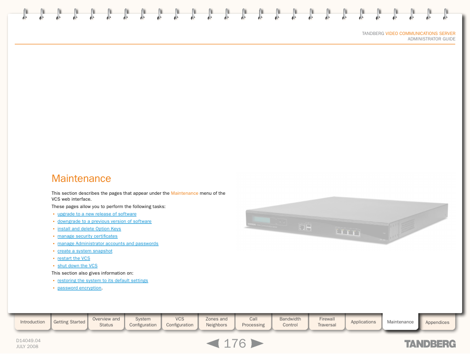 Maintenance, Conferences | TANDBERG D14049.04 User Manual | Page 176 / 276