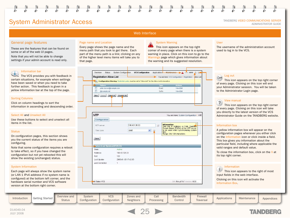 System administrator access | TANDBERG D14049.04 User Manual | Page 25 / 276