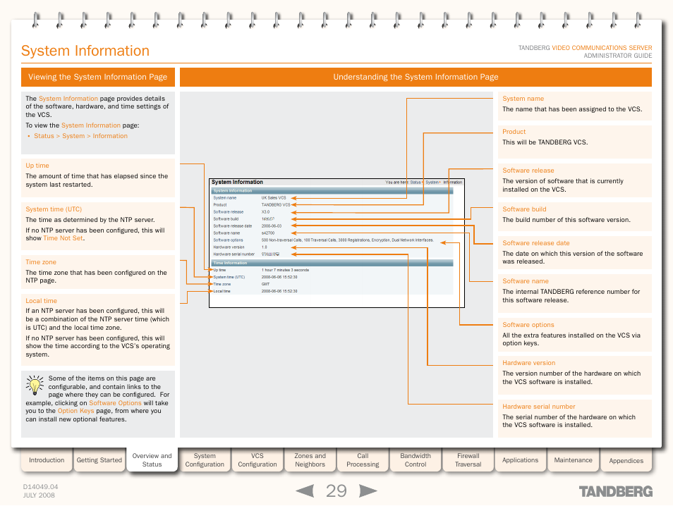 System information | TANDBERG D14049.04 User Manual | Page 29 / 276