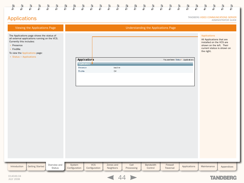 Applications | TANDBERG D14049.04 User Manual | Page 44 / 276