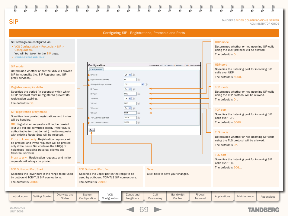 Sip mode must be enabled | TANDBERG D14049.04 User Manual | Page 69 / 276