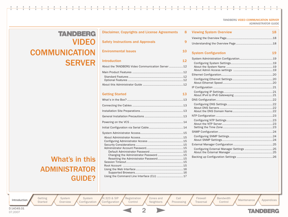 TANDBERG D14049.01 User Manual | Page 2 / 187