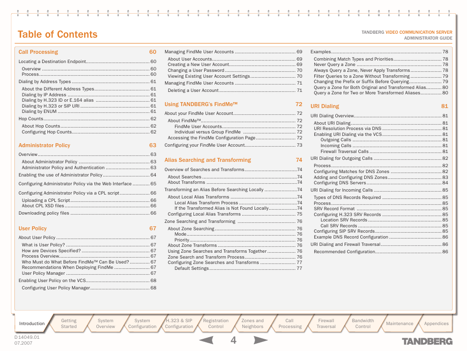 TANDBERG D14049.01 User Manual | Page 4 / 187