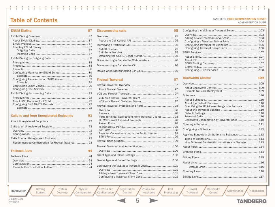 TANDBERG D14049.01 User Manual | Page 5 / 187