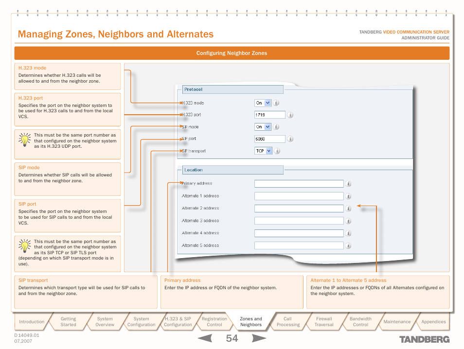 Configuring neighbor zones, Managing zones, neighbors and alternates | TANDBERG D14049.01 User Manual | Page 54 / 187