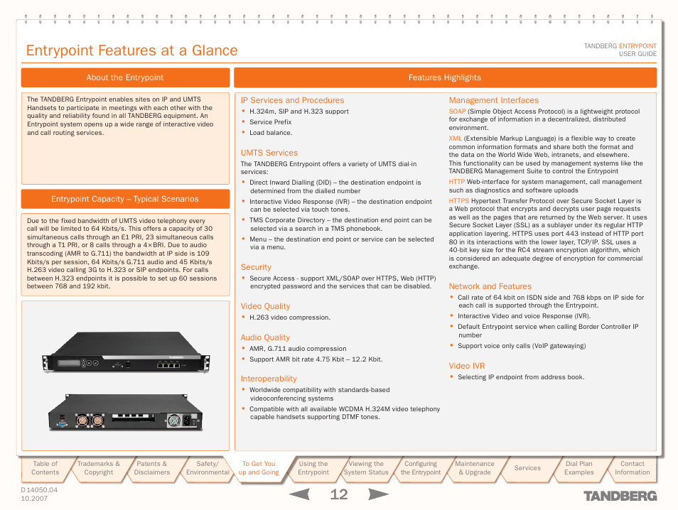Entrypoint features at a glance | TANDBERG ENTRYPOINT User Manual | Page 12 / 53
