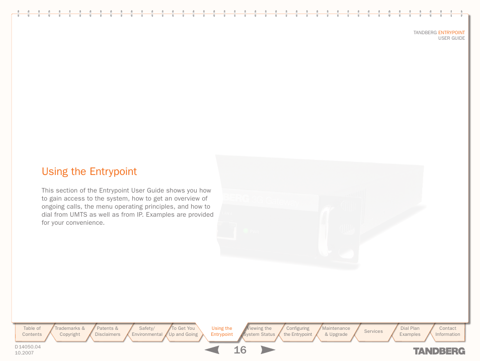 Using the entrypoint | TANDBERG ENTRYPOINT User Manual | Page 16 / 53