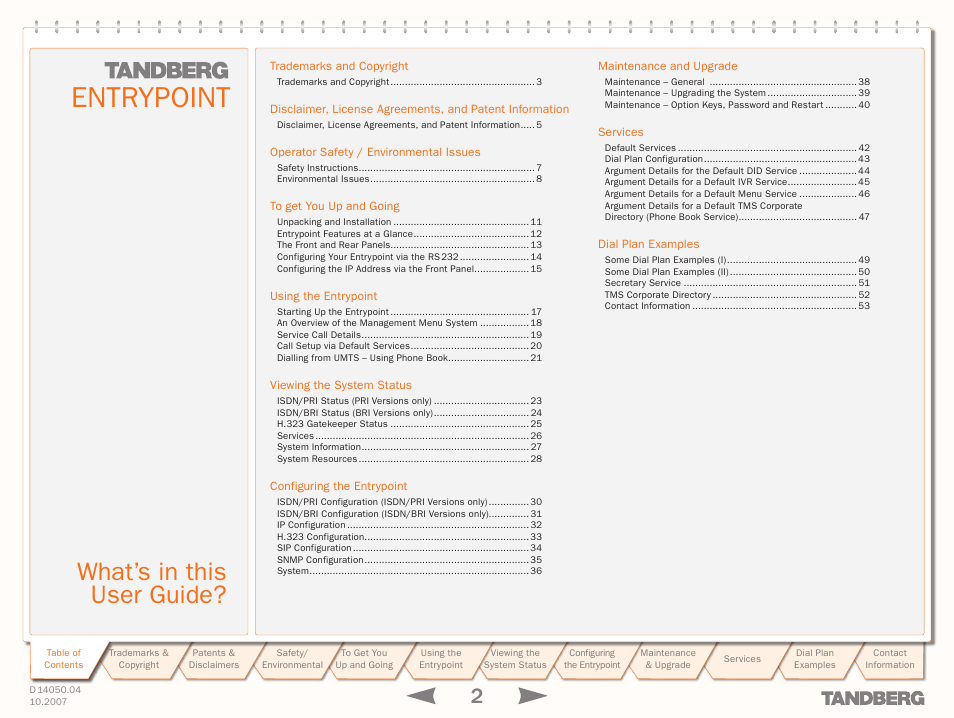 Entrypoint, What’s in this user guide | TANDBERG ENTRYPOINT User Manual | Page 2 / 53