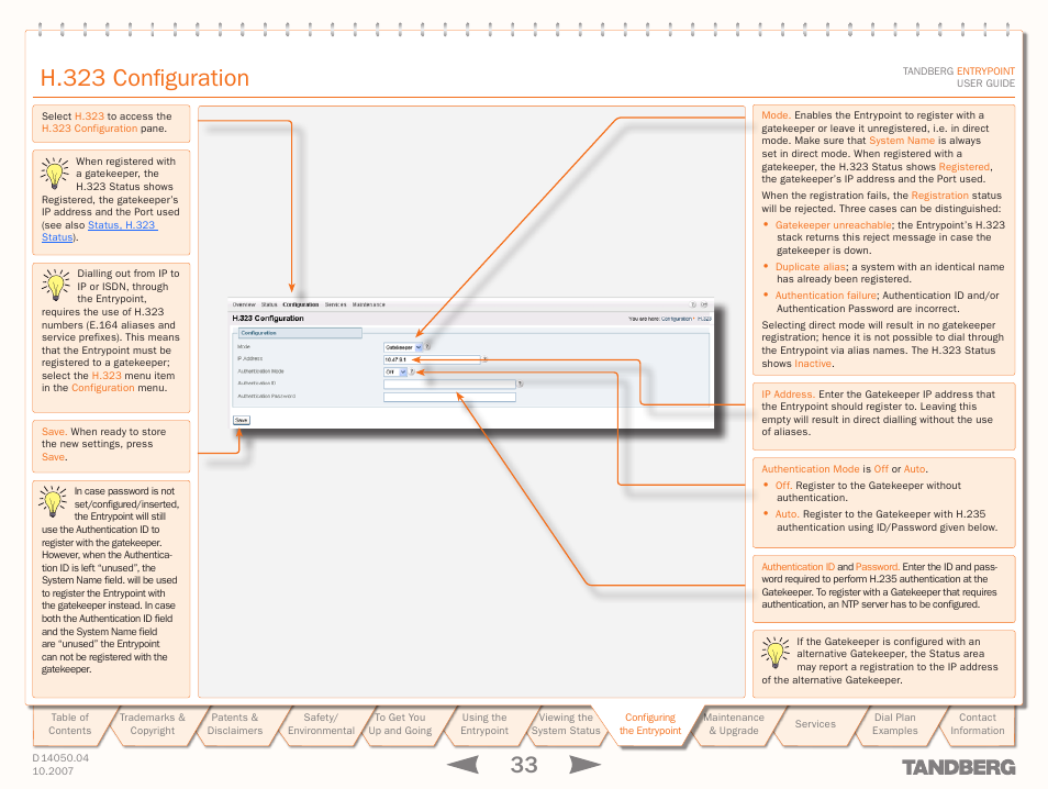 H.323 configuration | TANDBERG ENTRYPOINT User Manual | Page 33 / 53
