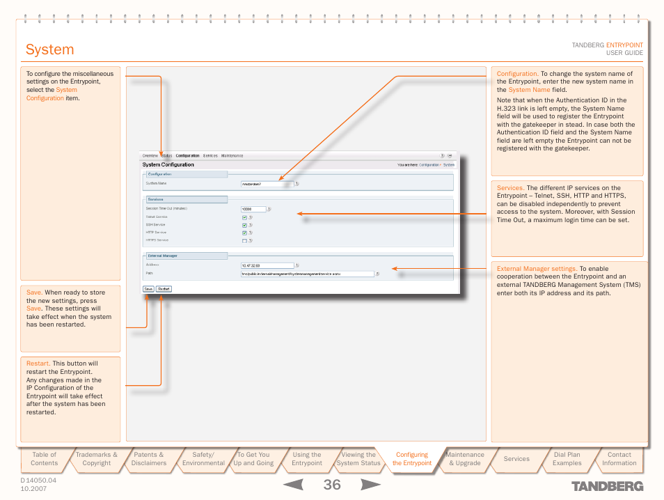System | TANDBERG ENTRYPOINT User Manual | Page 36 / 53