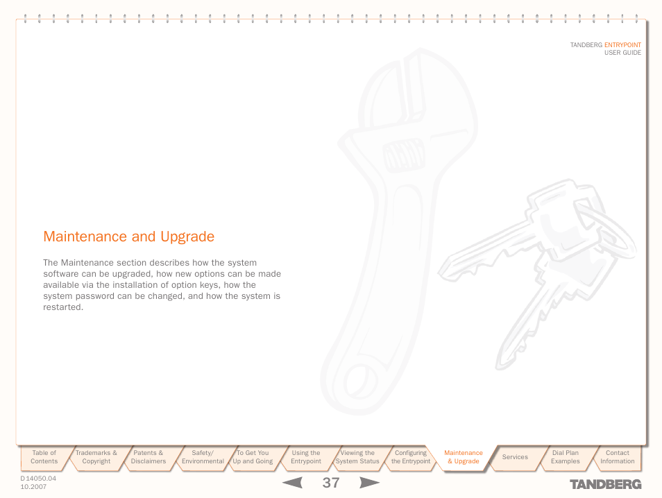 Maintenance and upgrade | TANDBERG ENTRYPOINT User Manual | Page 37 / 53