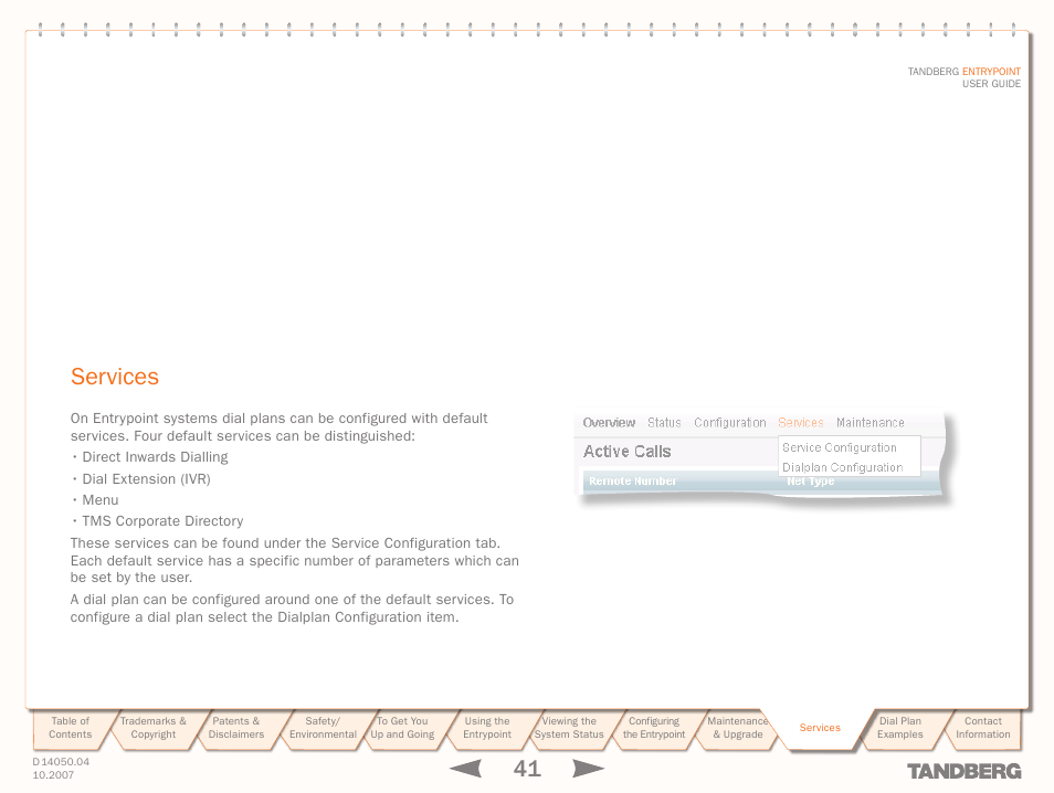 Services | TANDBERG ENTRYPOINT User Manual | Page 41 / 53