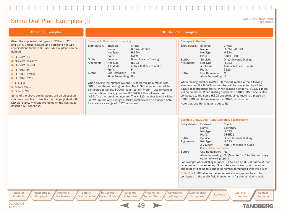 Some dial plan examples (i) | TANDBERG ENTRYPOINT User Manual | Page 49 / 53