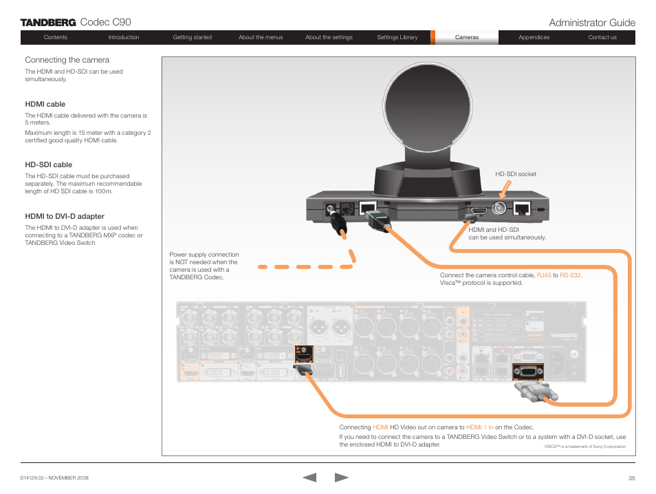 Codec c90 administrator guide | TANDBERG Codec C90 D14129.02 User Manual | Page 35 / 65
