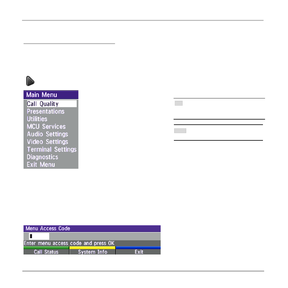 Advanced use, Main menu, Menu password | TANDBERG Video Conferencing System 7000 User Manual | Page 49 / 125