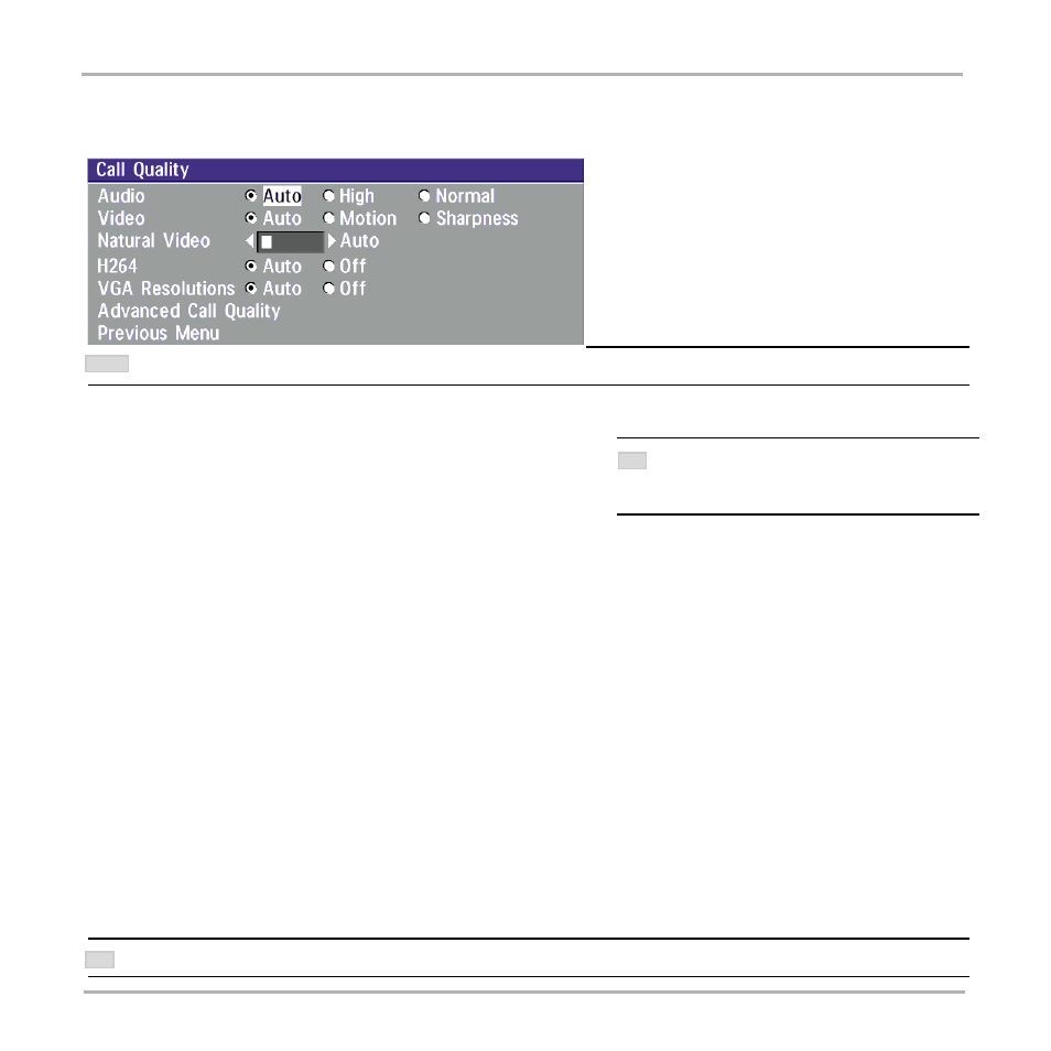 Call quality, Audio, Video | Natural video, H.264, Vga resolutions | TANDBERG Video Conferencing System 7000 User Manual | Page 50 / 125