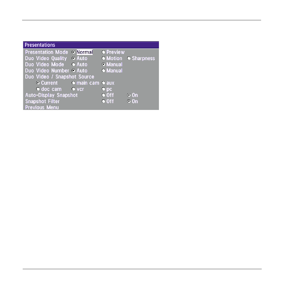 Presentations, Presentation mode, Duo video quality | Duo video mode | TANDBERG Video Conferencing System 7000 User Manual | Page 52 / 125