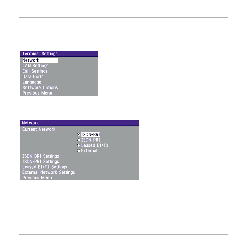 Terminal settings, Network configuration, Terminal settings network configuration | TANDBERG Video Conferencing System 7000 User Manual | Page 73 / 125