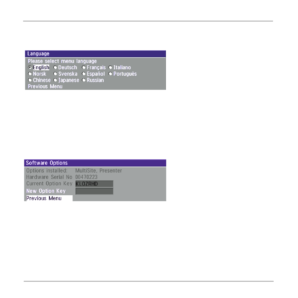 Language, Software options, Language software options | TANDBERG Video Conferencing System 7000 User Manual | Page 98 / 125