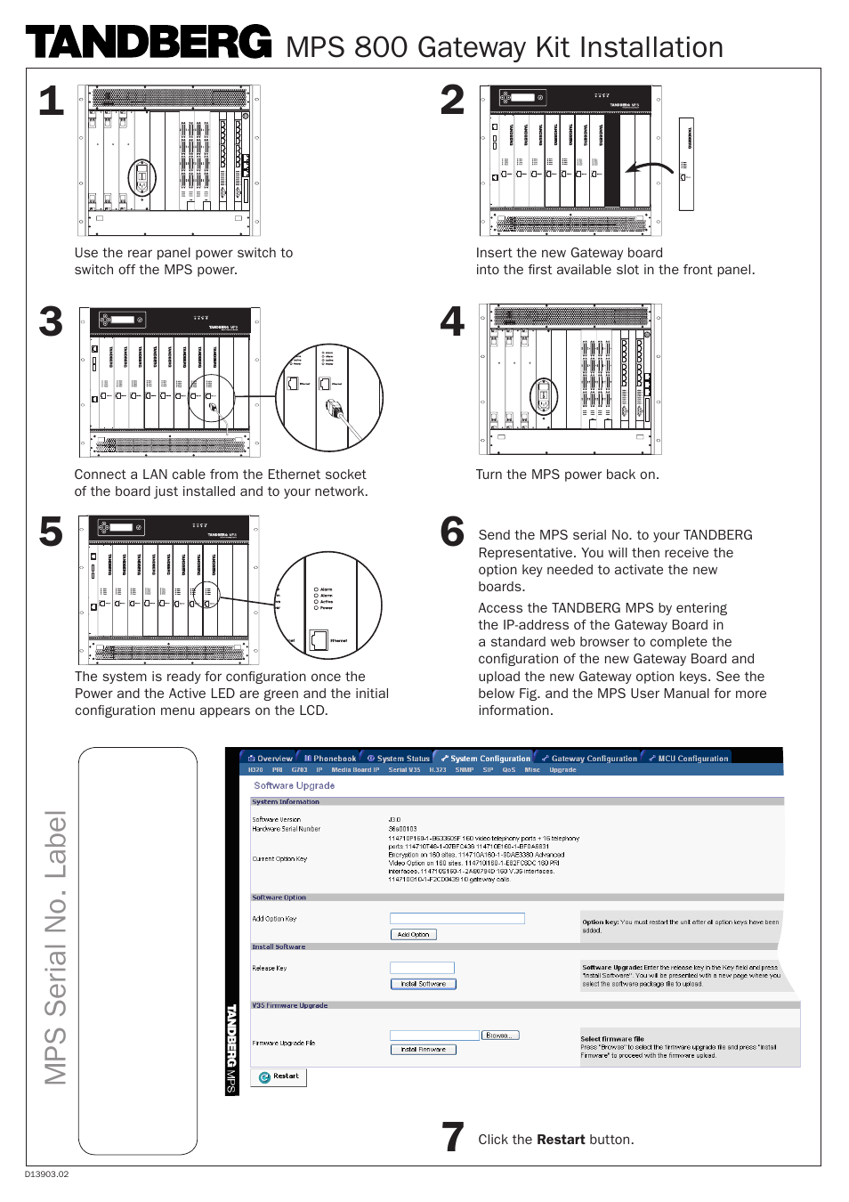 TANDBERG MPS800 User Manual | 2 pages