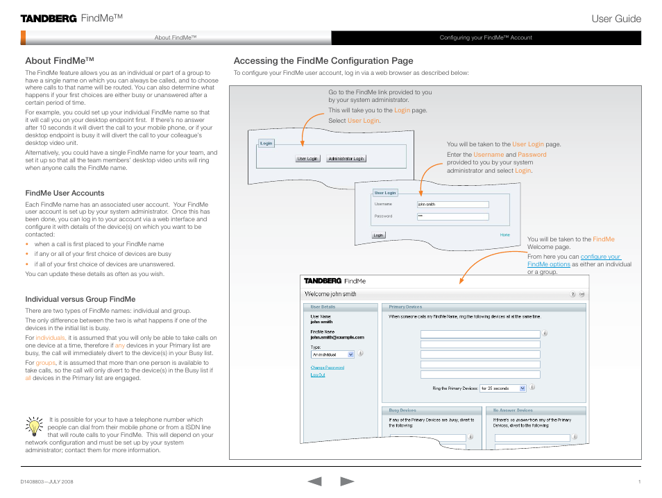 TANDBERG FindMe D1408803 User Manual | 2 pages