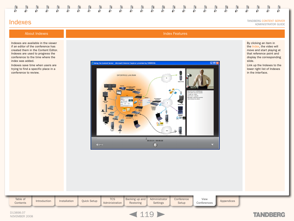 Indexes, About indexes, Index features | About indexes index features | TANDBERG 1D13898.07 User Manual | Page 119 / 137
