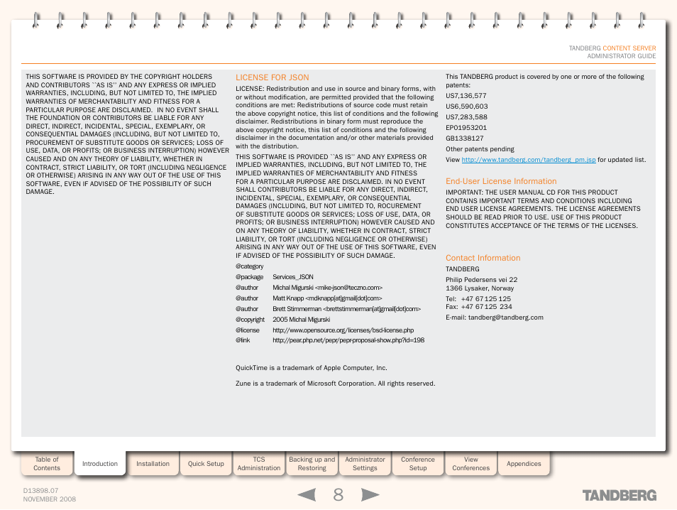 TANDBERG 1D13898.07 User Manual | Page 8 / 137