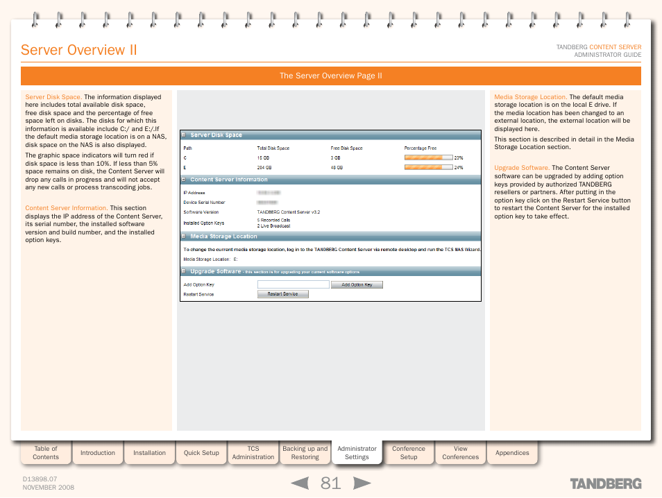 Server overview ii | TANDBERG 1D13898.07 User Manual | Page 81 / 137
