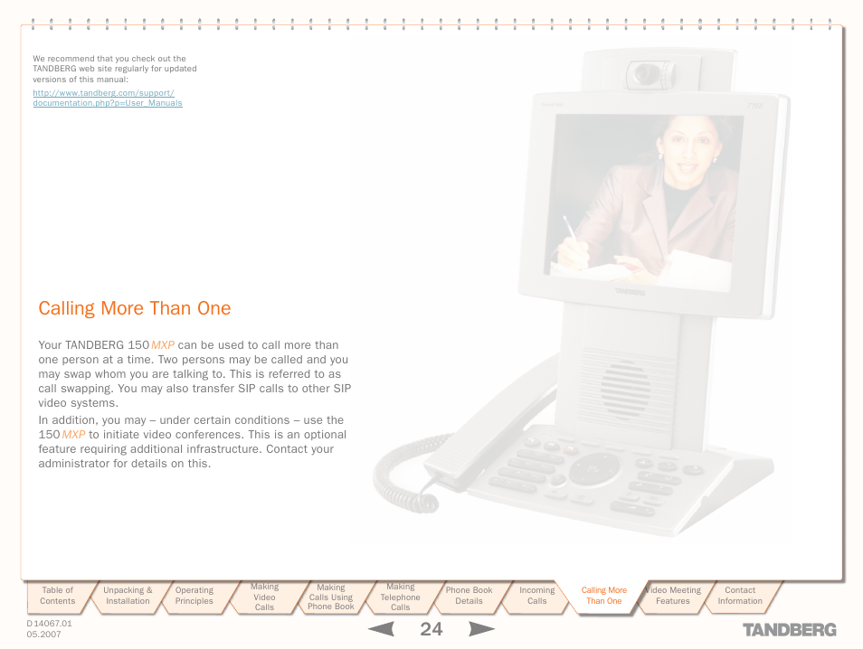 Calling more than one, Calling more, Than one | TANDBERG 150MXP User Manual | Page 24 / 36